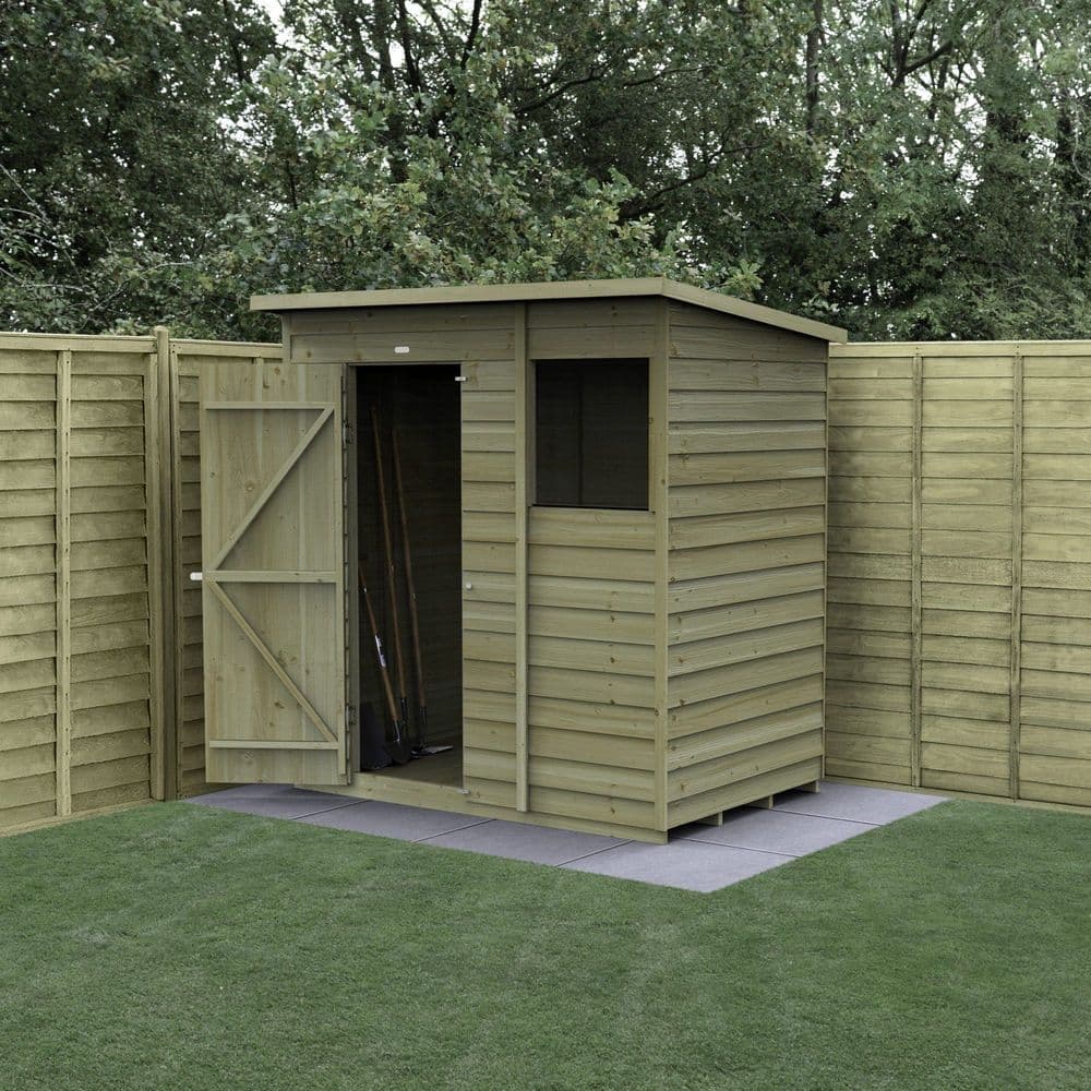 Forest 6x4 4Life pent roof wooden garden shed, pressure-treated timber