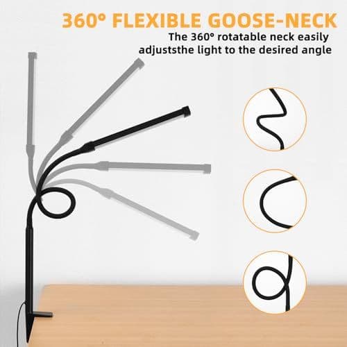 LED Clamp Desk Lamp (3 Modes, 10 Brightness)