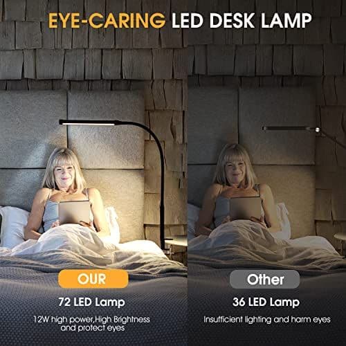 LED Clamp Desk Lamp (3 Modes, 10 Brightness)