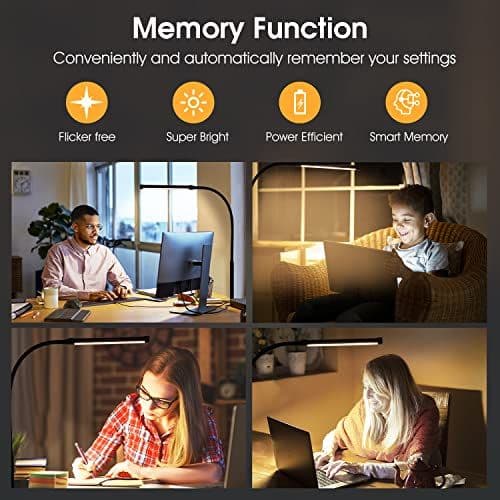 LED Clamp Desk Lamp (3 Modes, 10 Brightness)